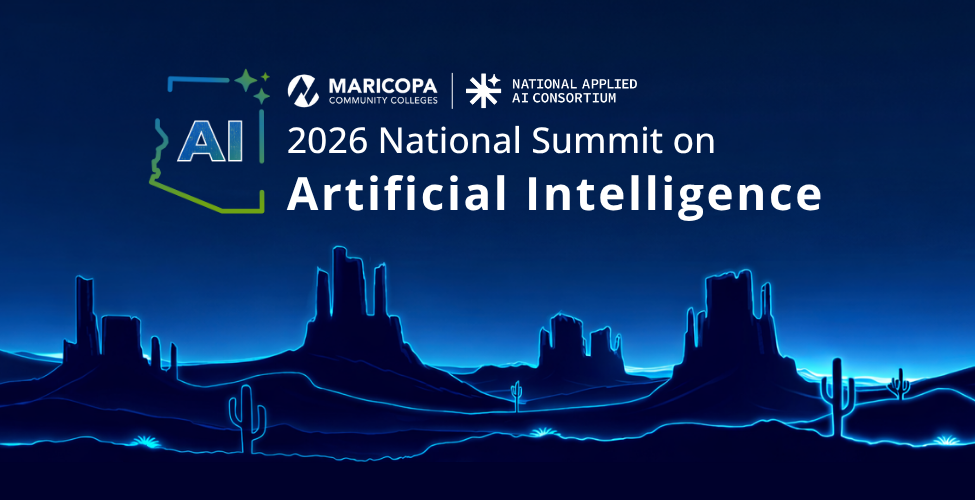 Banner for the 2026 National Summit on Artificial Intelligence. Graphic features a desert landscape at night.