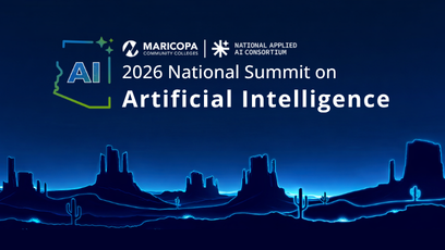 Banner for the 2026 National Summit on Artificial Intelligence. Graphic features a desert landscape at night.