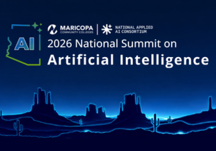Banner for the 2026 National Summit on Artificial Intelligence. Graphic features a desert landscape at night.