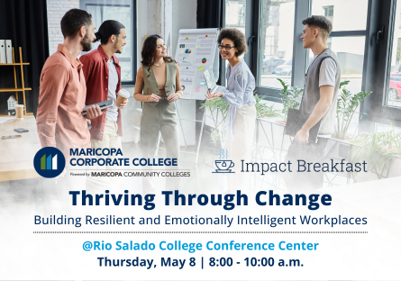Graphic of May Impact Breakfast | Thriving Through Change - Building Resilient and Emotionally Intelligent Workplaces