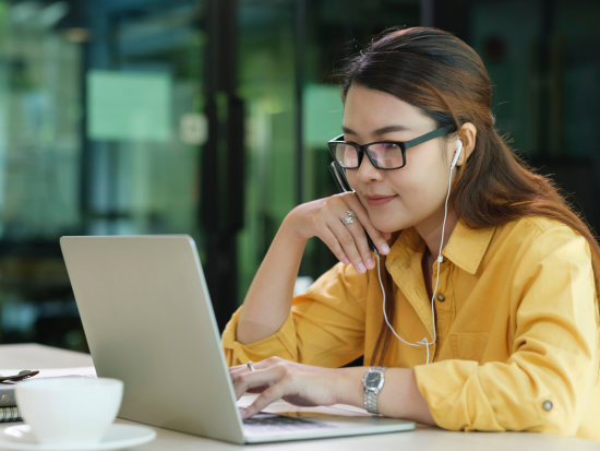 Woman working on laptop