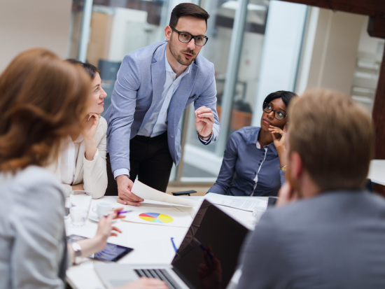 Project manager leading a team